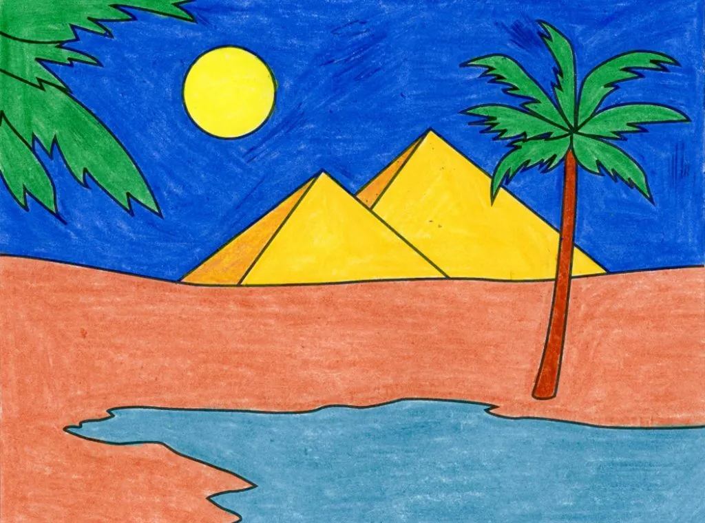 风景简笔画之郊外,以简单的线条描绘出郊外的宁静与自然