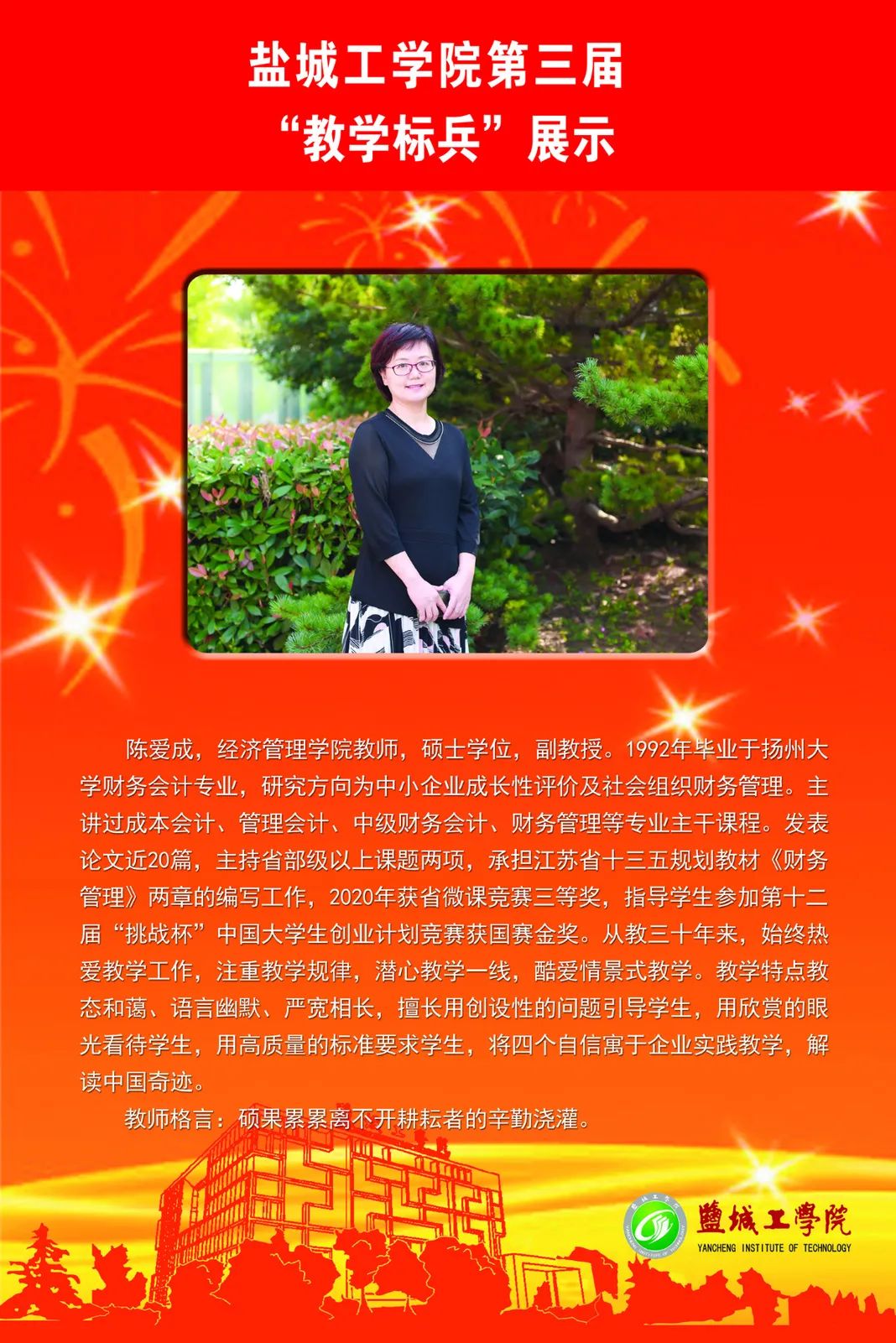 盐城工学院"教学标兵"风采展示