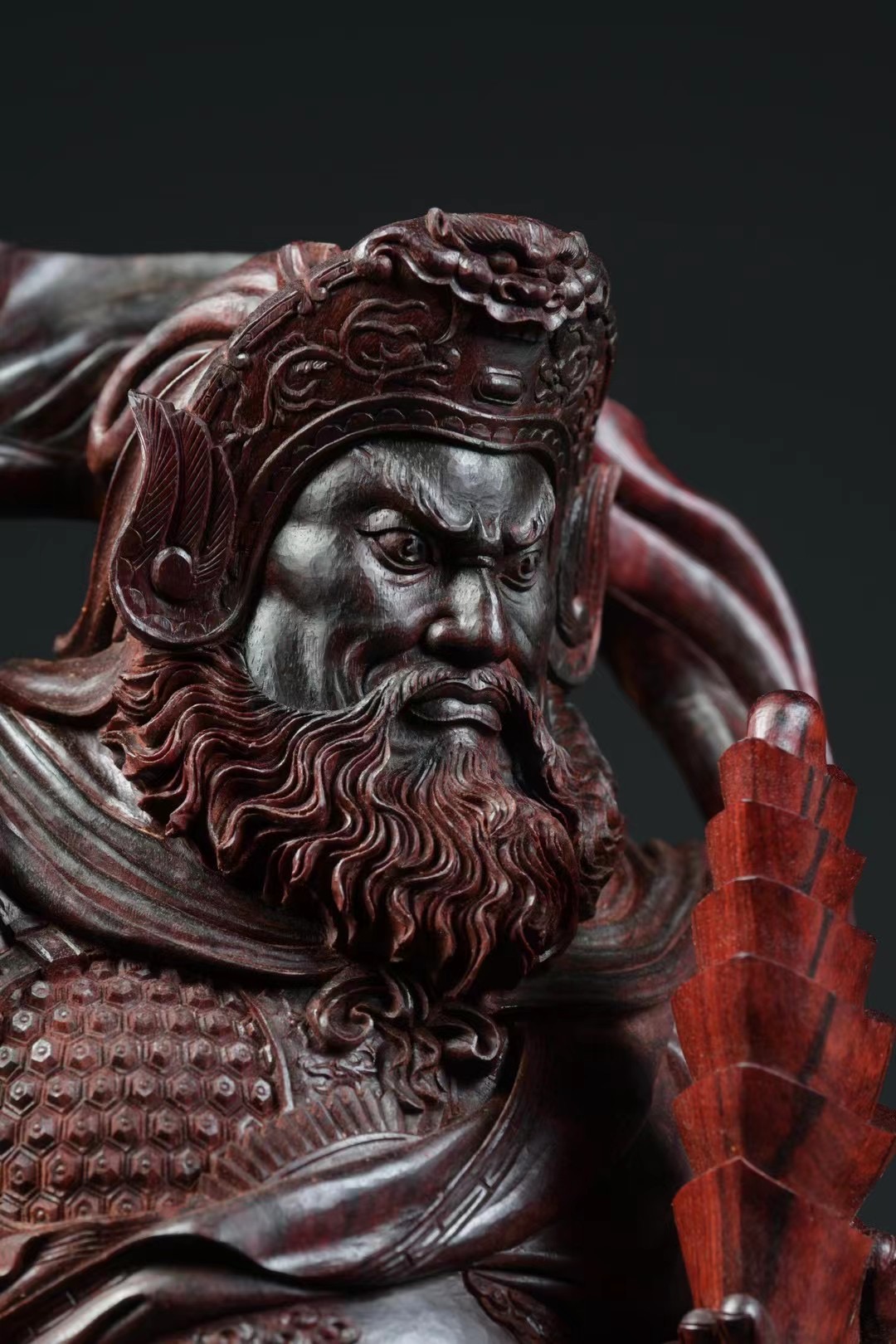 仙作木雕作品珍赏,小叶紫檀,正财神赵公明