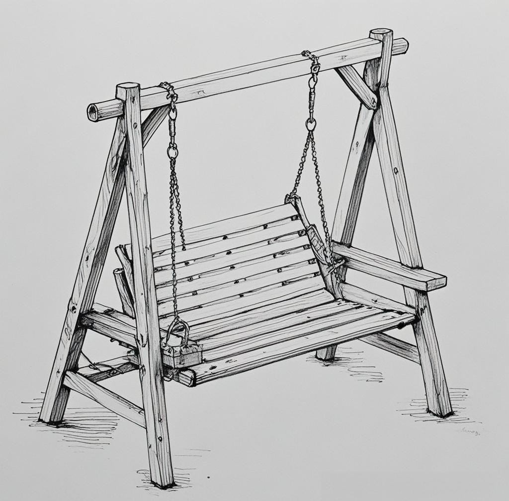 秋千线描图:描绘童年的欢乐与诗意
