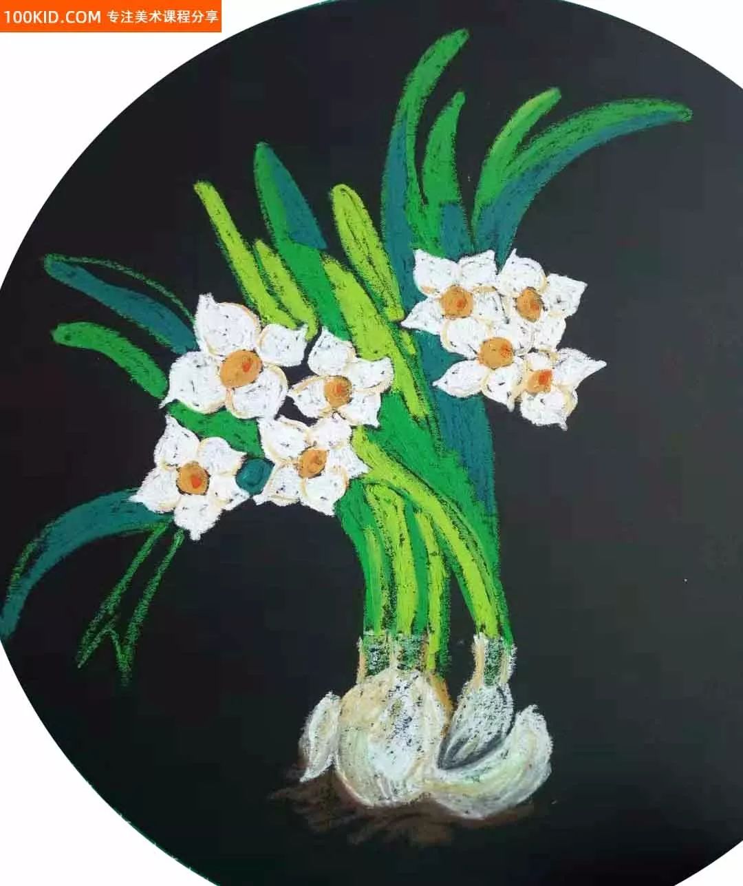 美术教案,逼真动人的「重彩油画棒绘画」蜂鸟与花