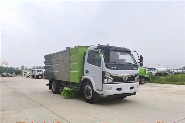 8吨国六洗扫车-蓝牌东风8吨扫路车-马路清洗车工作原理