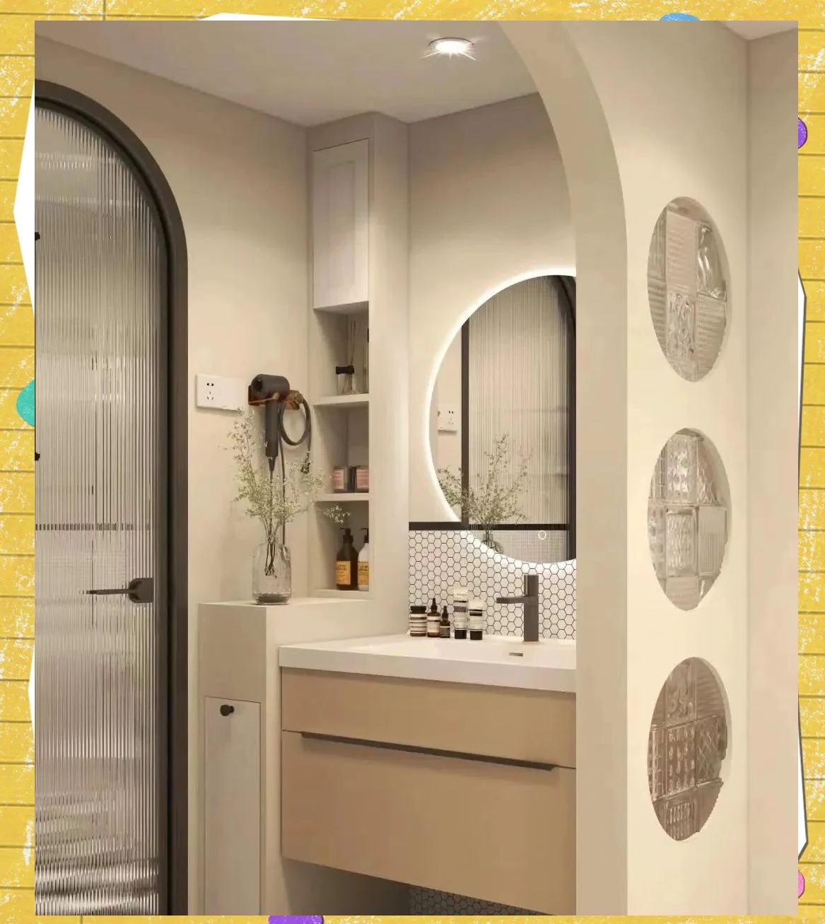 卫生间洗漱台隔断设计的多种选择,美观又实用!