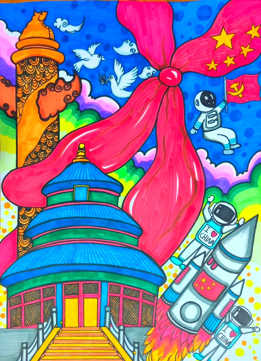 绘画艺术中的爱国爱党情怀,展现中华大地的壮丽篇章