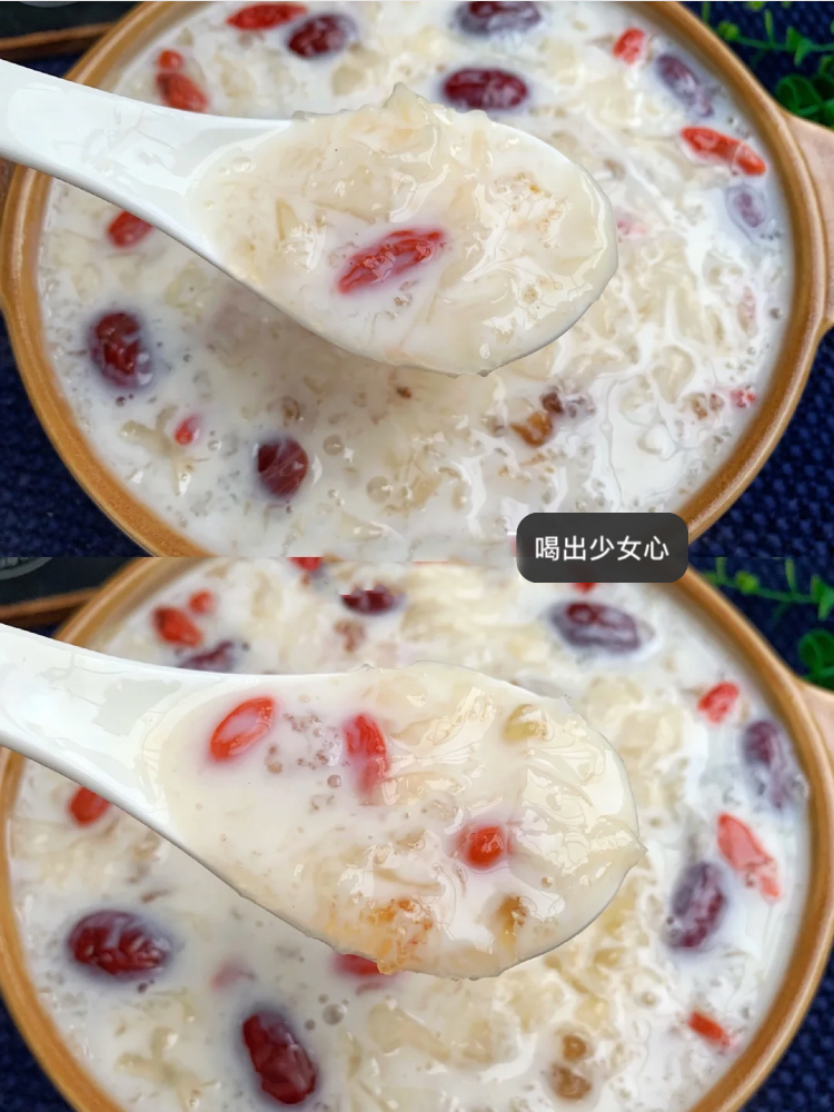 一碗胜过敷10张面膜!牛奶桃胶银耳羹