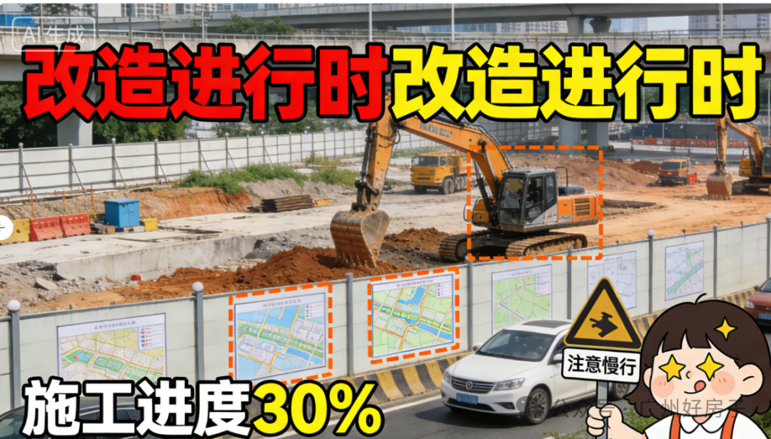 黄埔萝岗立交改造开整,智能信号灯   新车道正到爆!