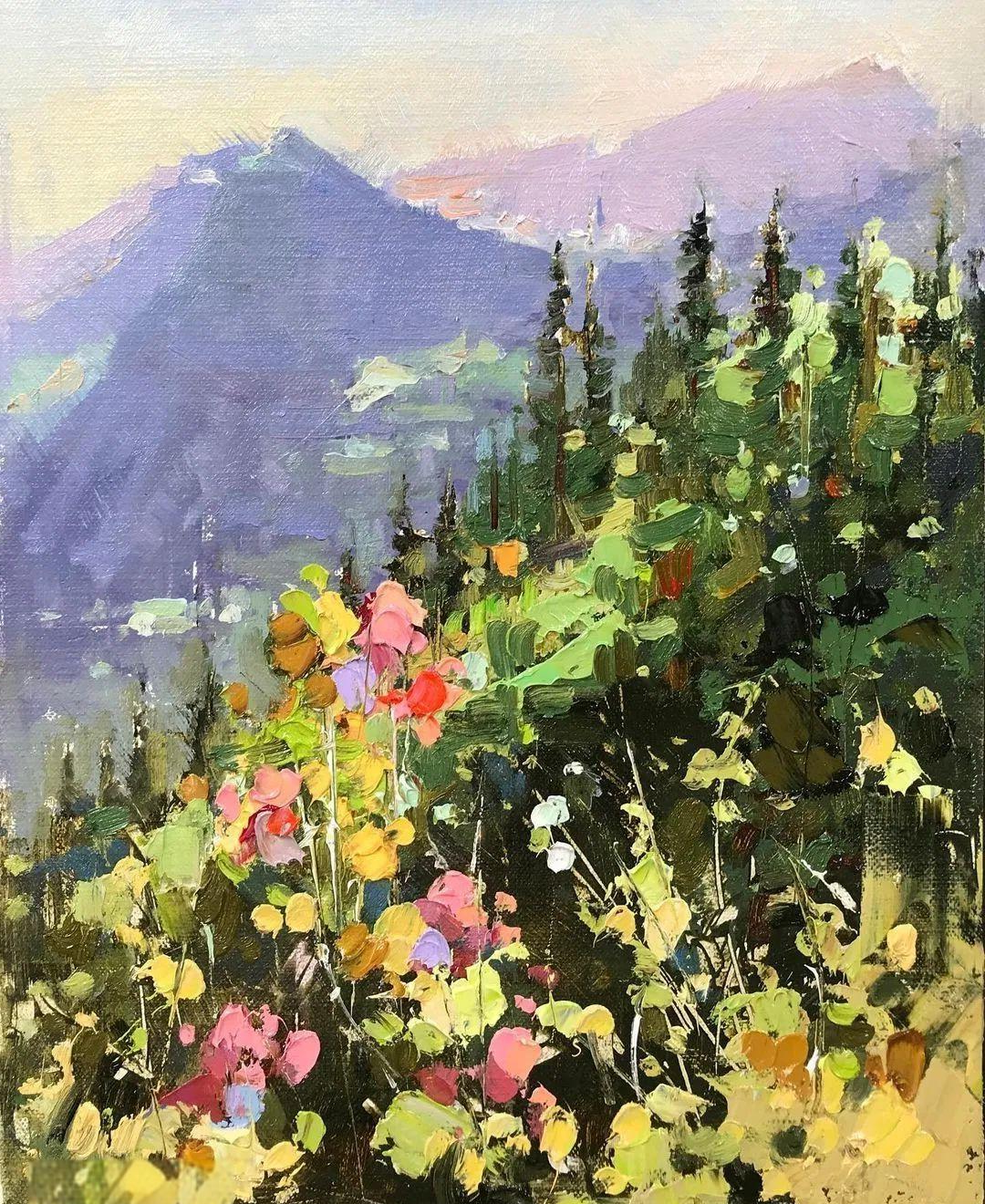 色彩丰富的风景画,适合临摹学习的优秀素材