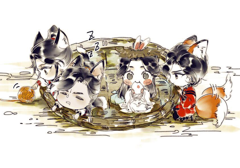 《天官赐福》灰灰又发新图了,四人的动物形象,一篮子都想抱走!