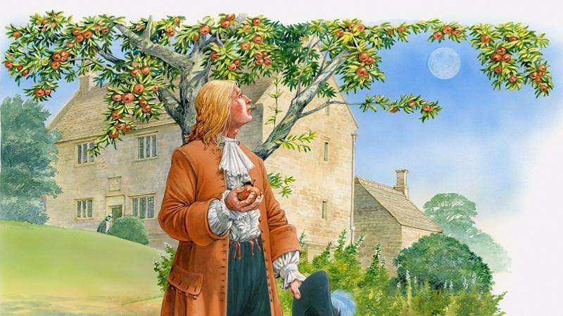 牛顿被苹果砸图片图片