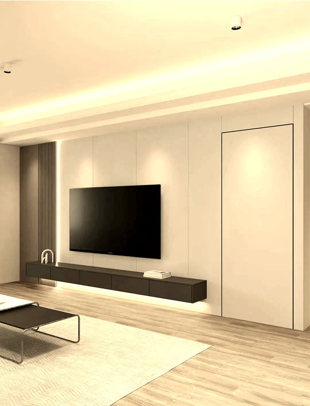 打造完美客厅:隐形门与电视墙的融合设计