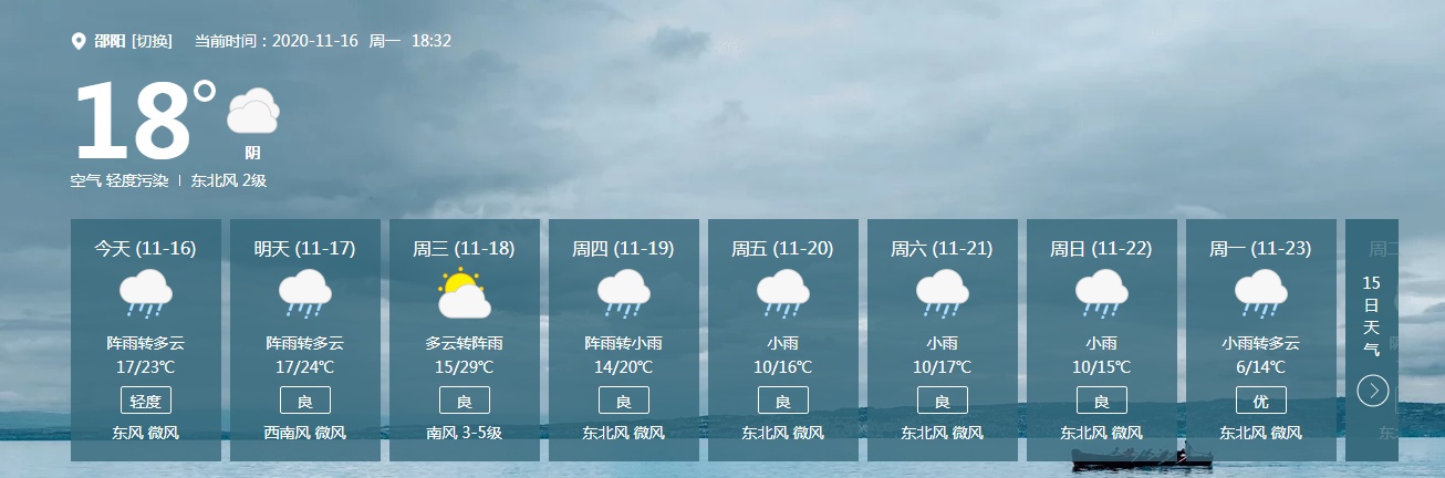 邵阳天气即将进入降雨 降温模式