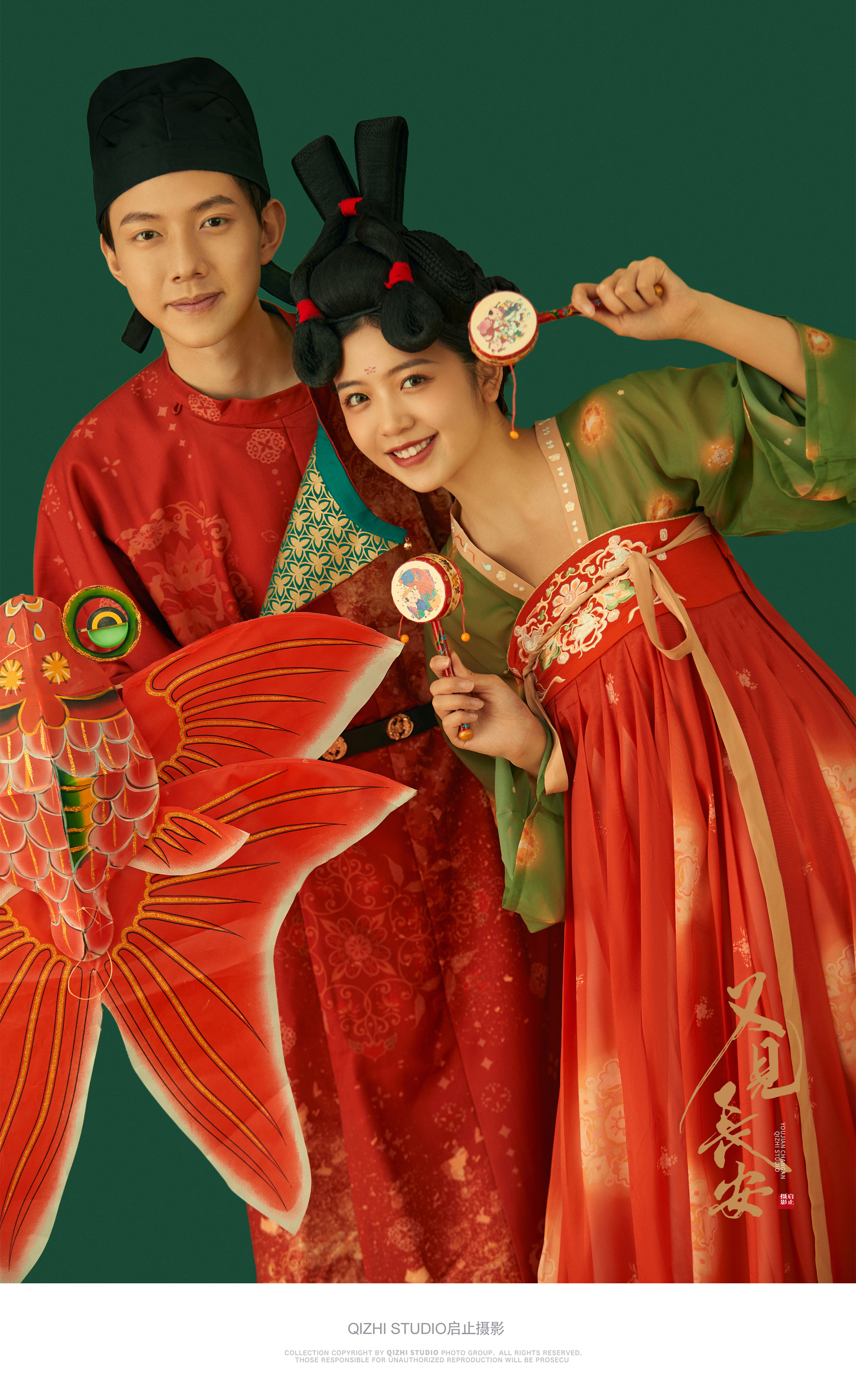唐朝婚礼服饰红男绿女图片