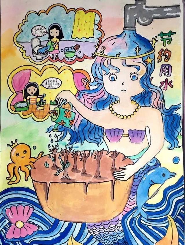 点滴中培养孩子节水护水品质!烟台水文绘画大赛优秀作品展示