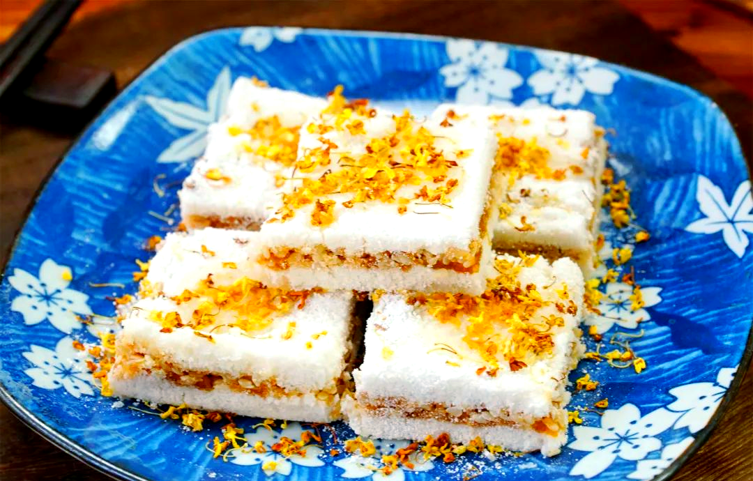 重阳节传统美食桂花糕制作方法,松软香甜,营养美味