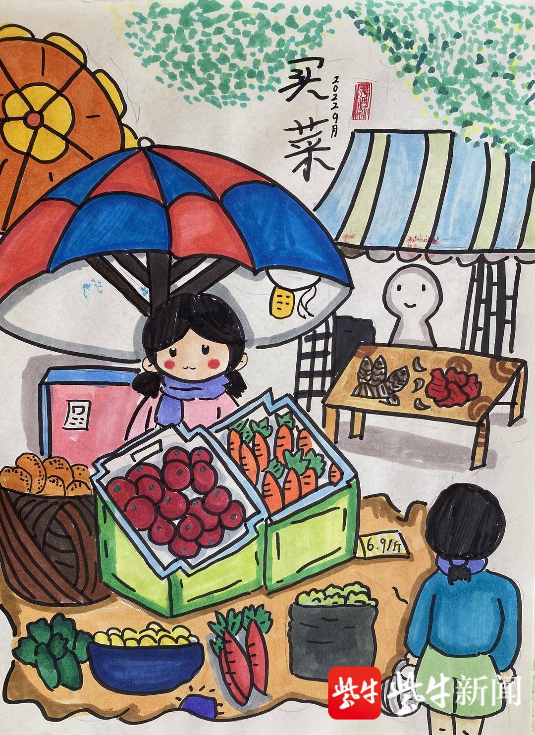 菜市场儿童画 简笔画图片
