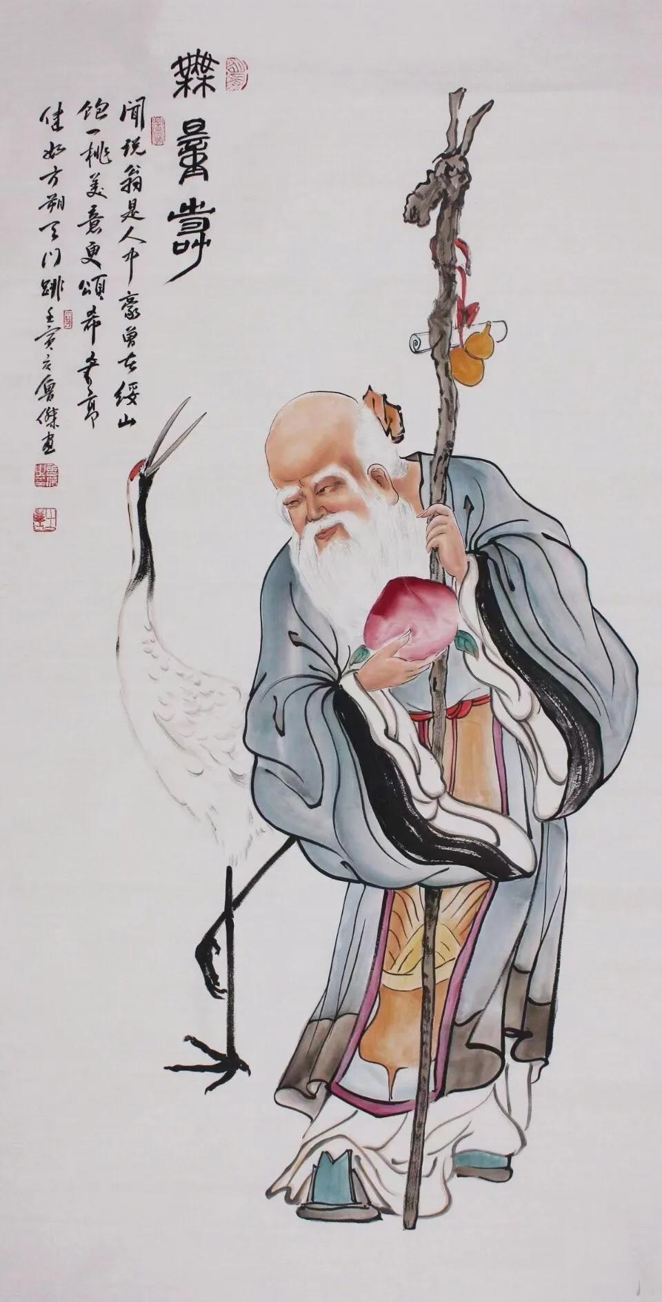 《寿星图》中的多样人物形象与丰富文化内涵