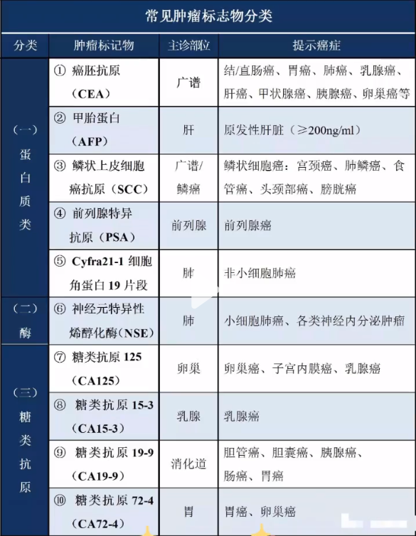 肿瘤标志物正常值图片