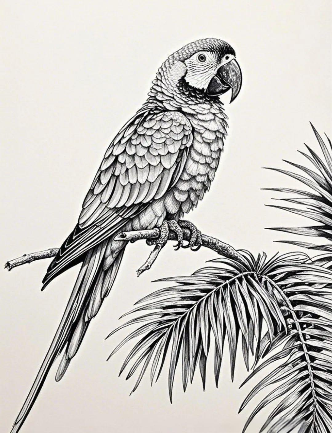 鹦鹉写生技巧与线稿素材分享