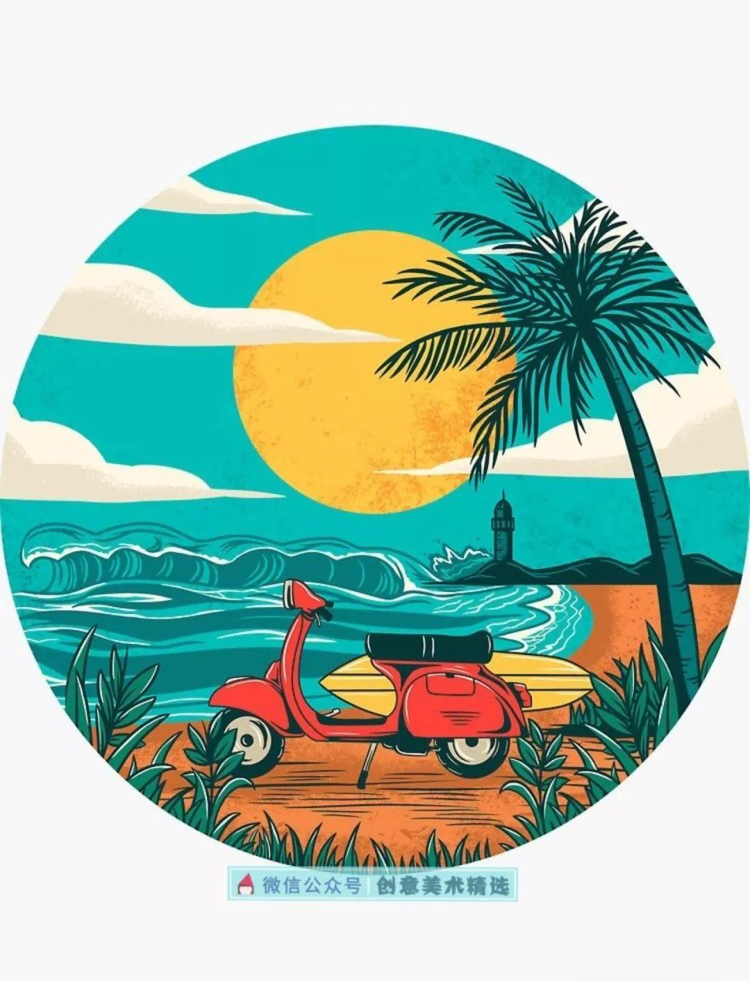 探索圆形构图的创意插画世界