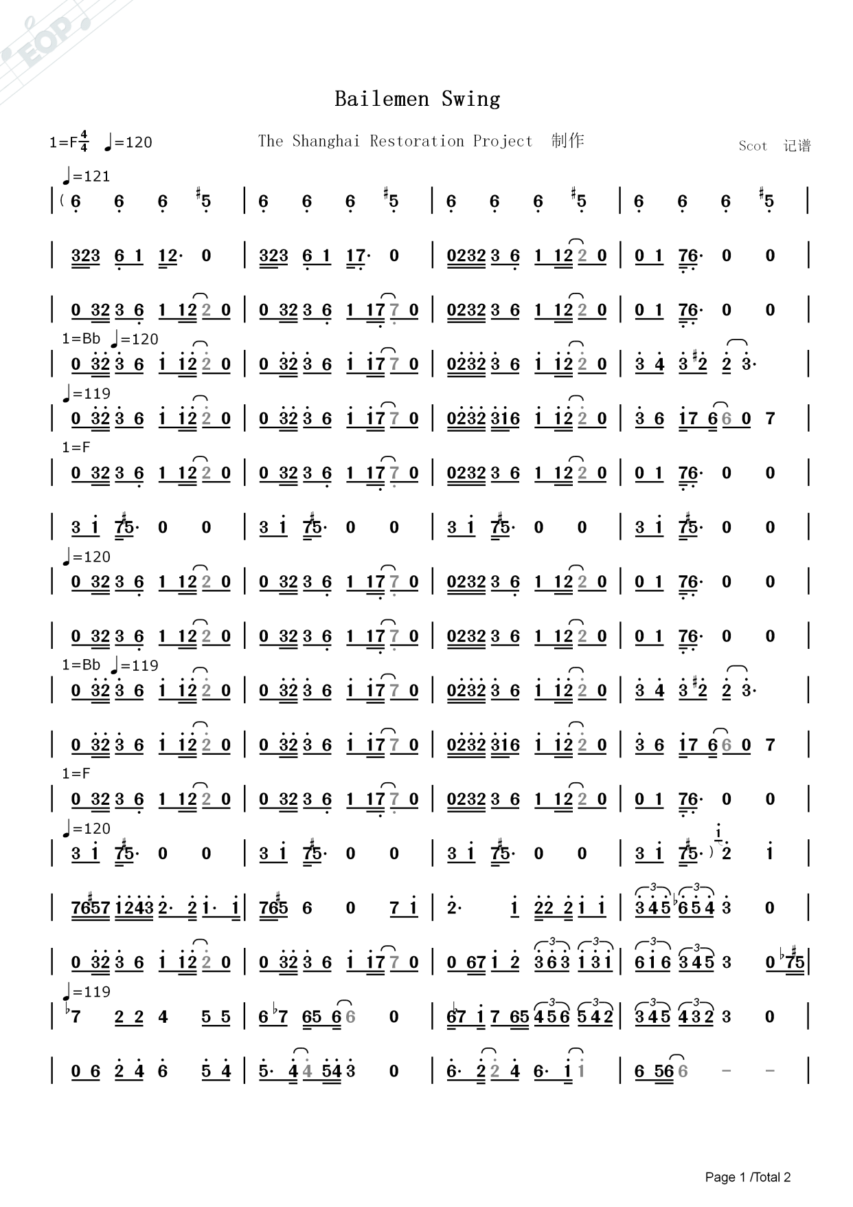 「萨克斯-复古老上海抖腿神曲」bailemen swing - 动态简谱