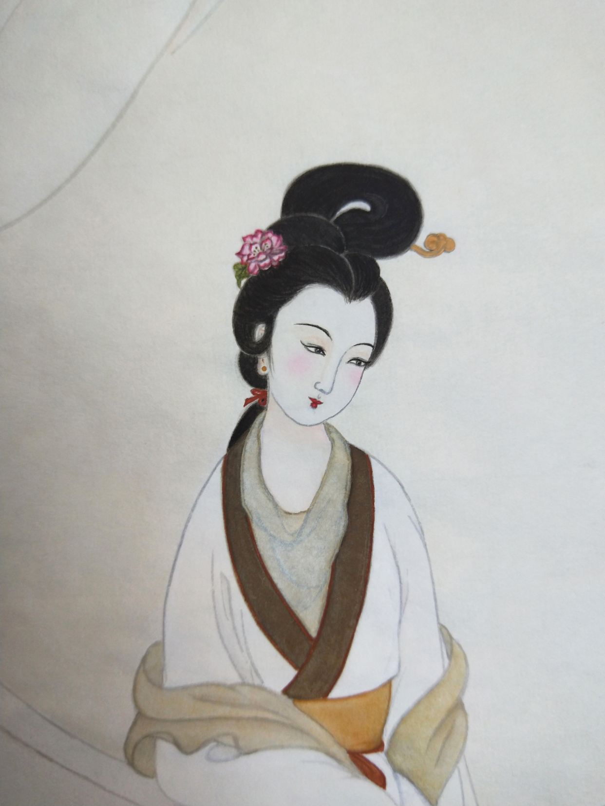 云窗图(黄丽燕国画仕女图工笔画古典绘画艺术)