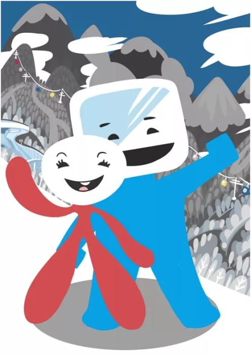 2006年都灵冬奥会吉祥物"内韦"的形象是一个身着红色服装的小女孩,长