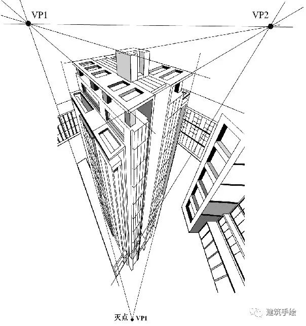 建筑系手绘课:8 三点透视理解与训练