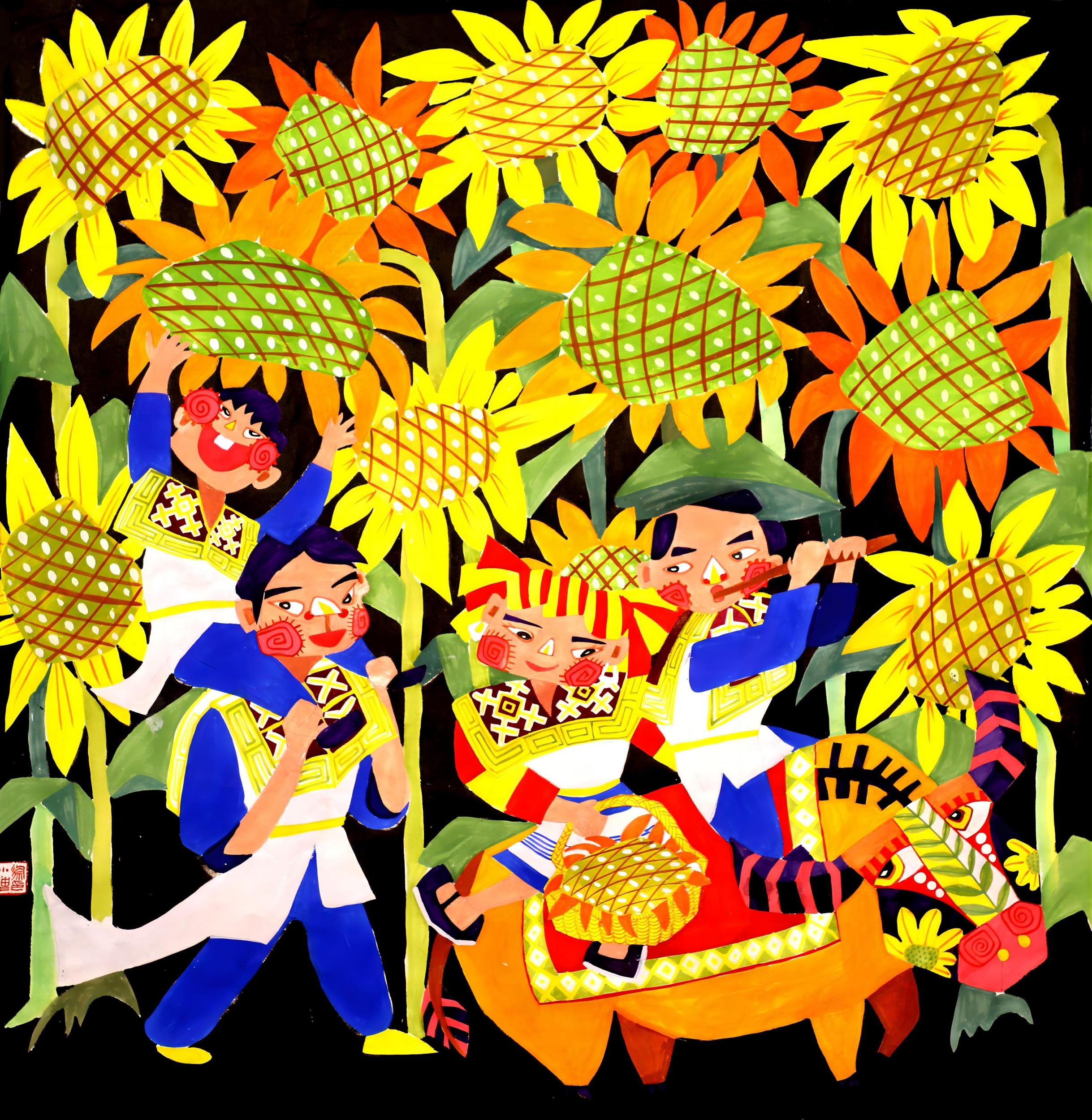 党的二十大精神·贵州农民画|徐小迪:向阳花开 民心向党