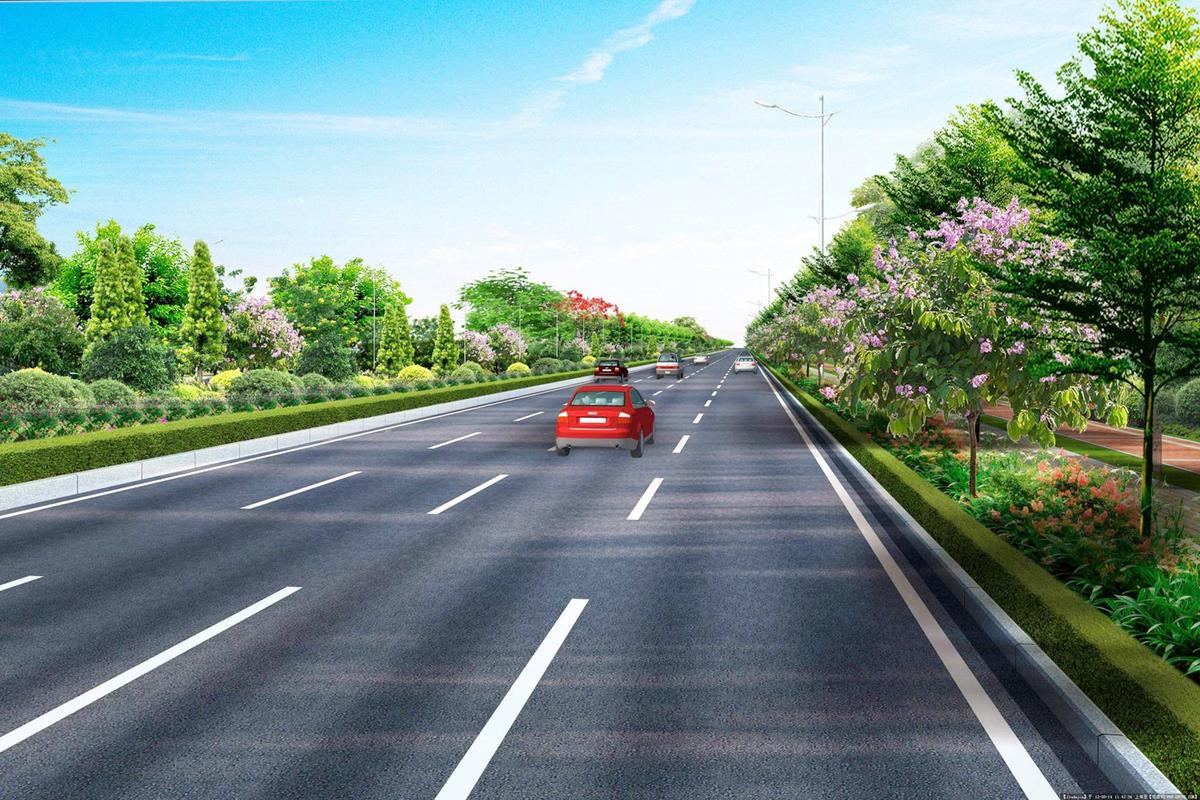双向四车道是一种道路布局,它包含四条车道,两条向东,两条向西,常见于