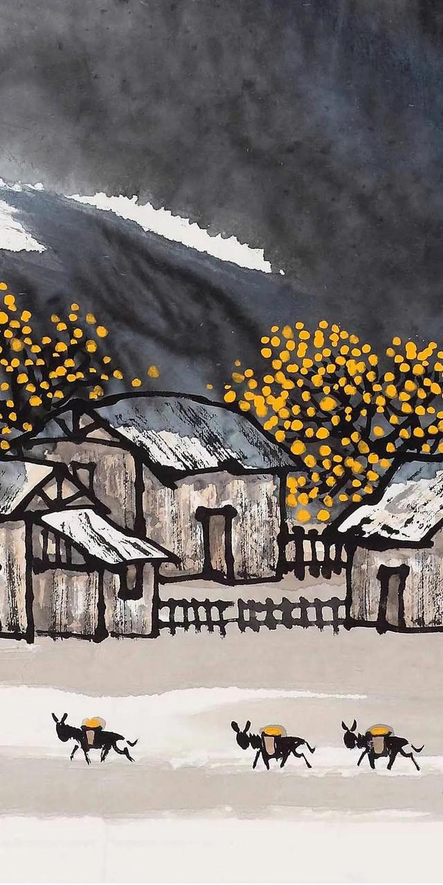 画家刘书民作品《山家冬麓》细节荐赏