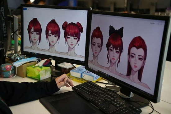 动画师为虚拟偶像设计发型/视觉中国