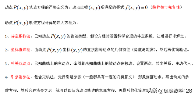 動點軌跡方程計算的四大方法