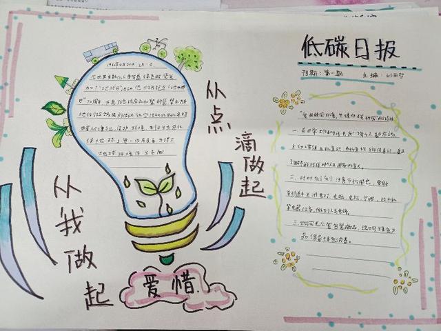 汉川市华严农场中学举行倡导低碳生活手抄报活动