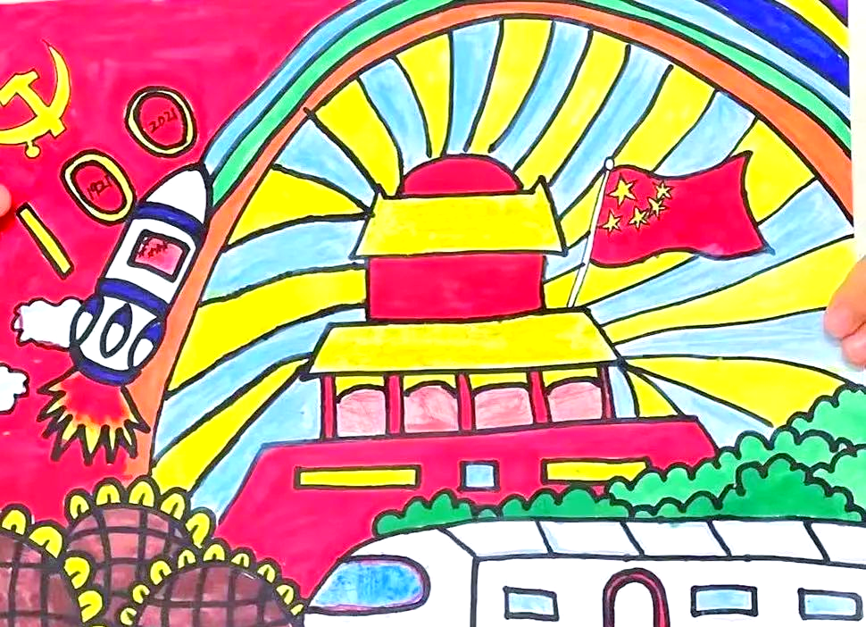 凯琴幼儿园"爱党爱国爱家"绘画展播系列活动