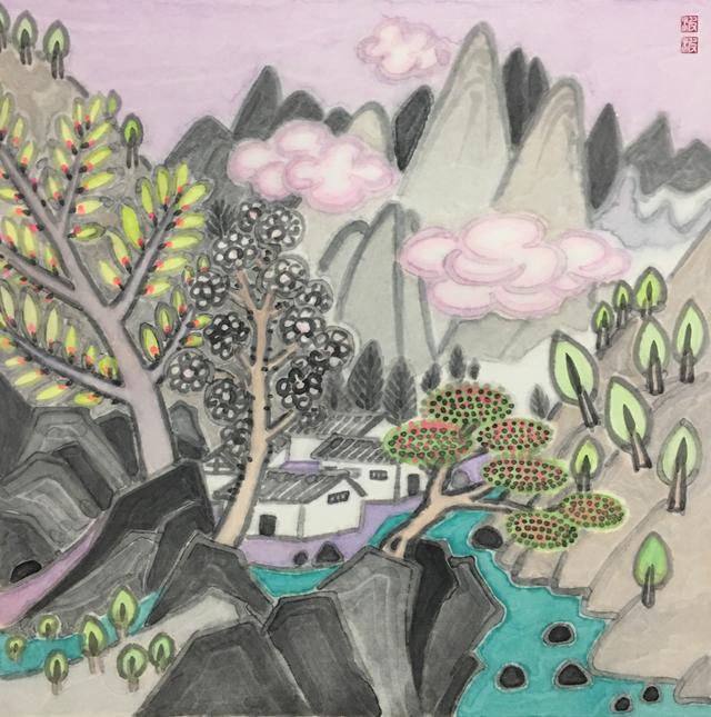 渭南师范学院副教授,女画家魏波卧游山水间系列作品