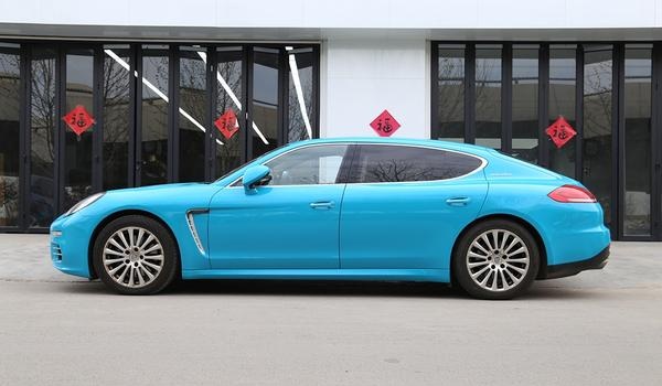 保时捷帕拉梅拉panamera全车改色迈阿密蓝