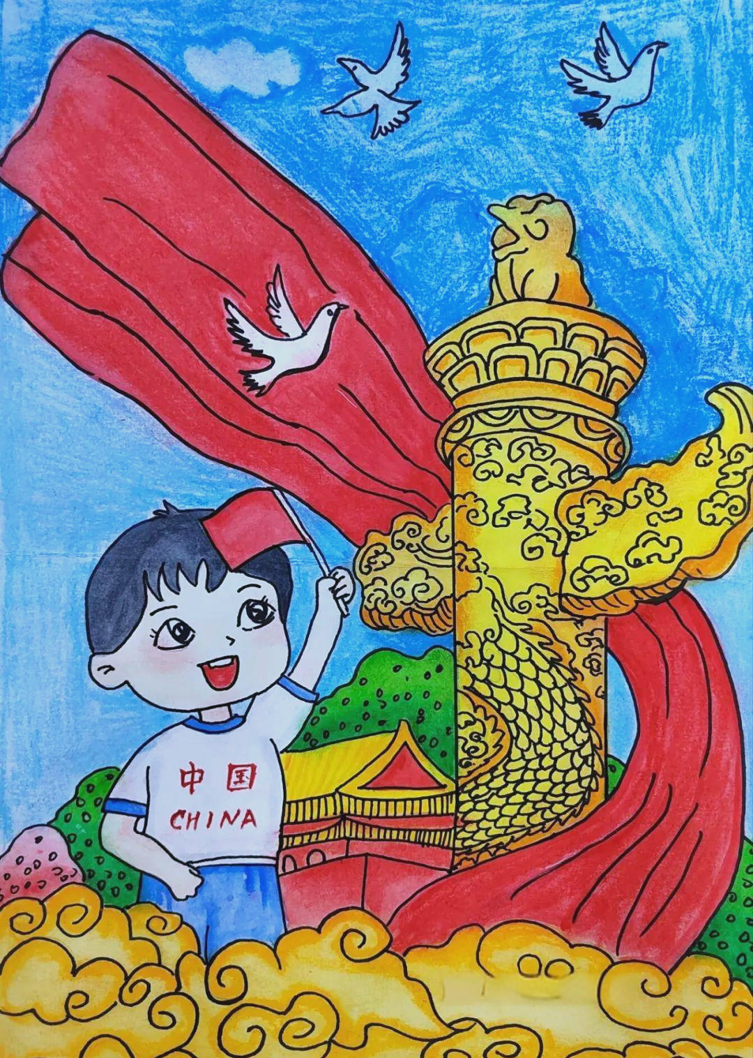 喜迎二十大,童心绘华表