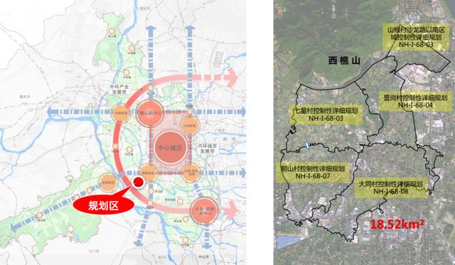 区域位置图(左)和规划范围图(右)