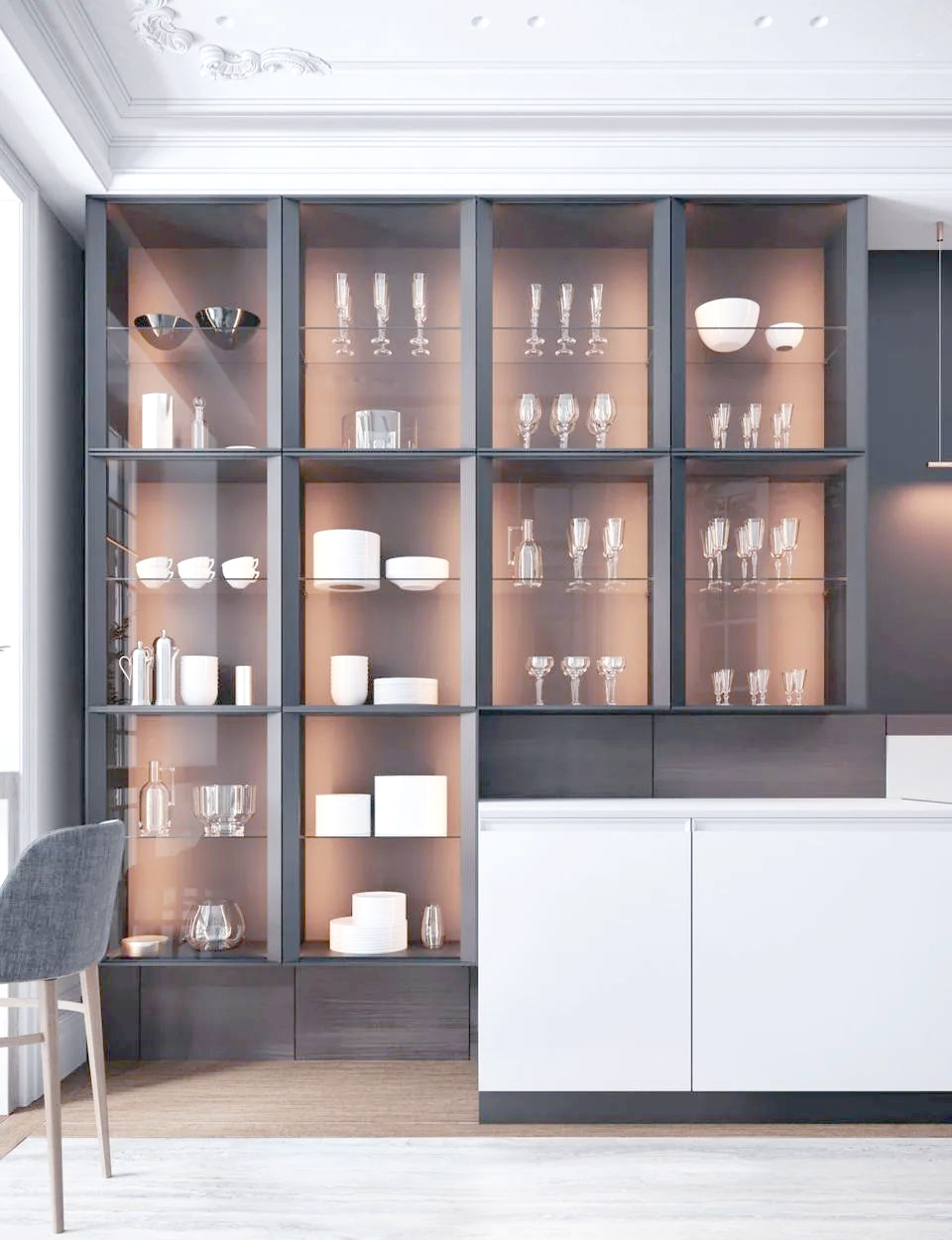 因此,在打造专业的酒柜时,我们需考虑以下几点:①酒柜的摆放位置应选