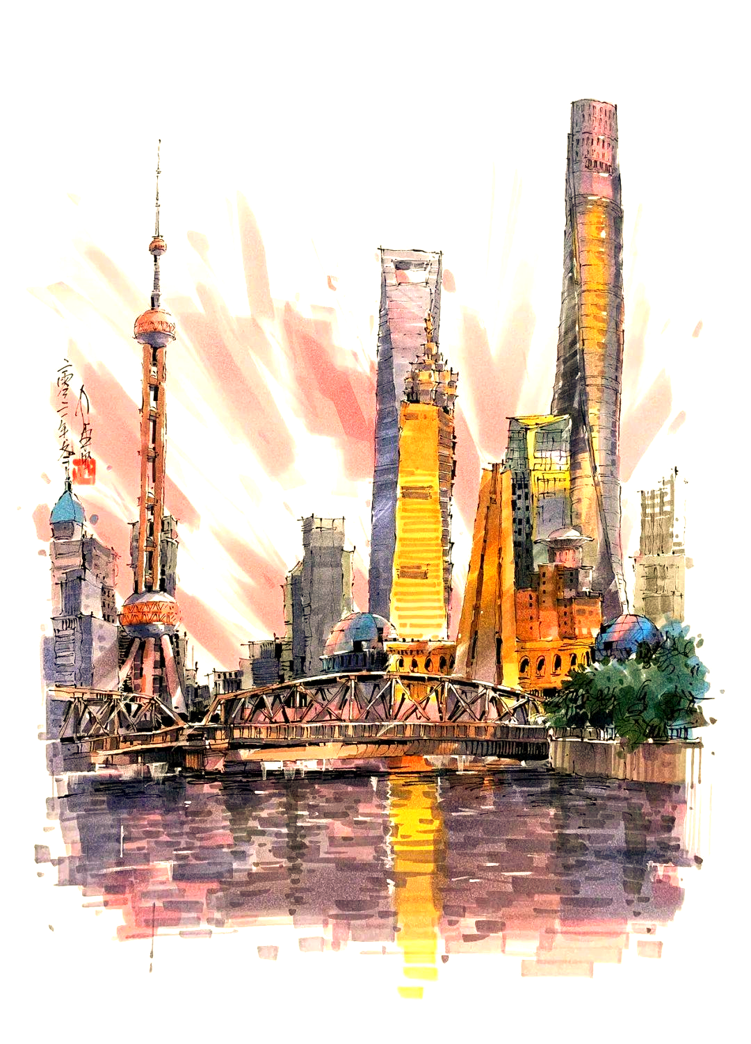 丁雷的多样马克笔建筑风景写生作品集