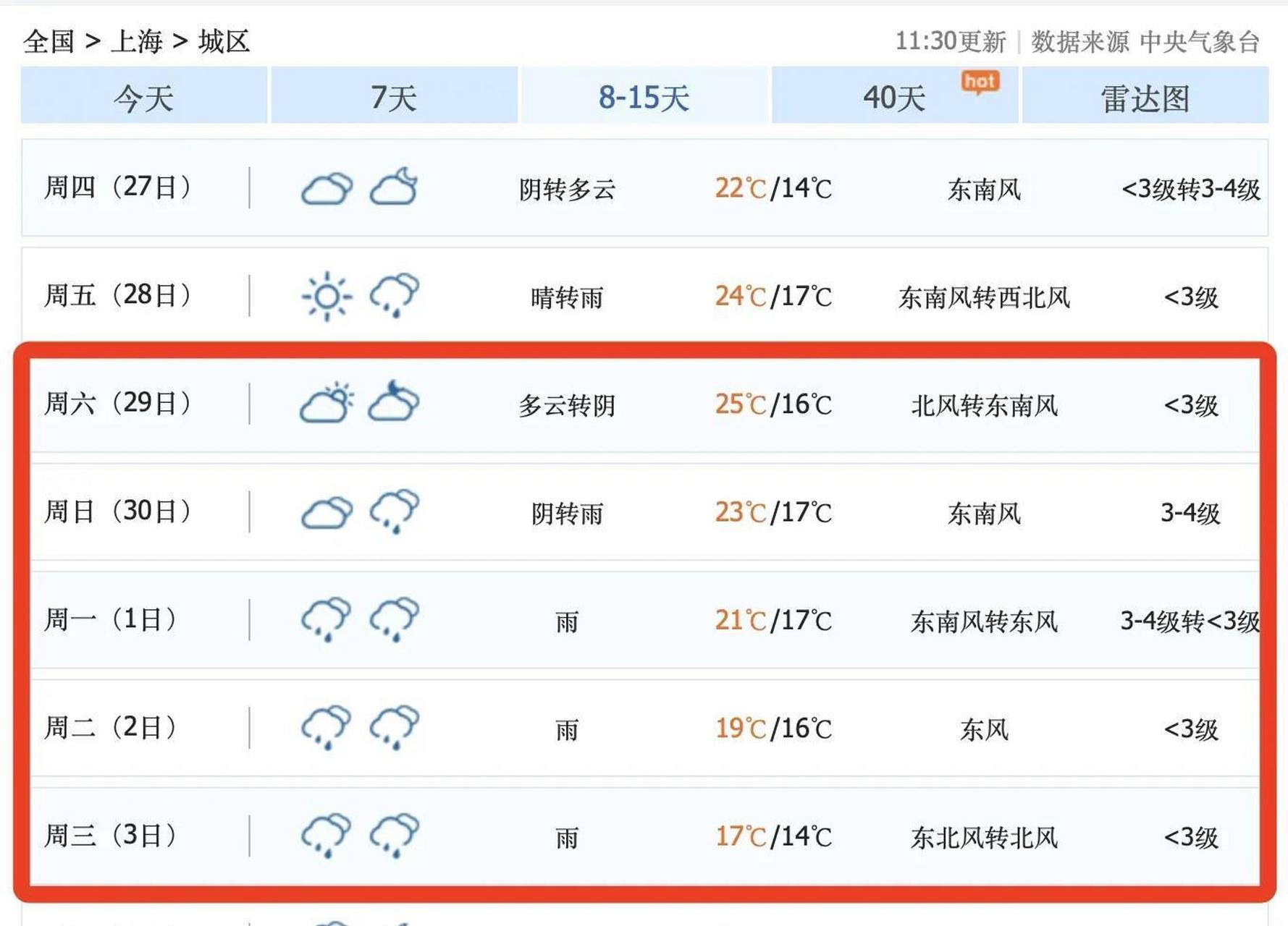 上海天气预报30天查询图片