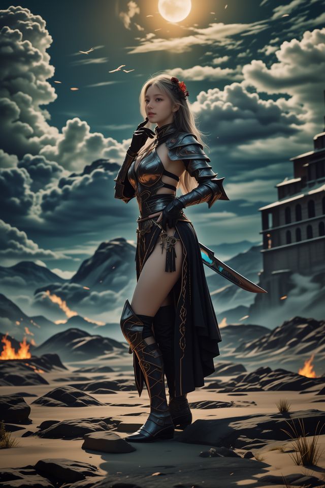 ai中世纪小镇盔甲少女画集