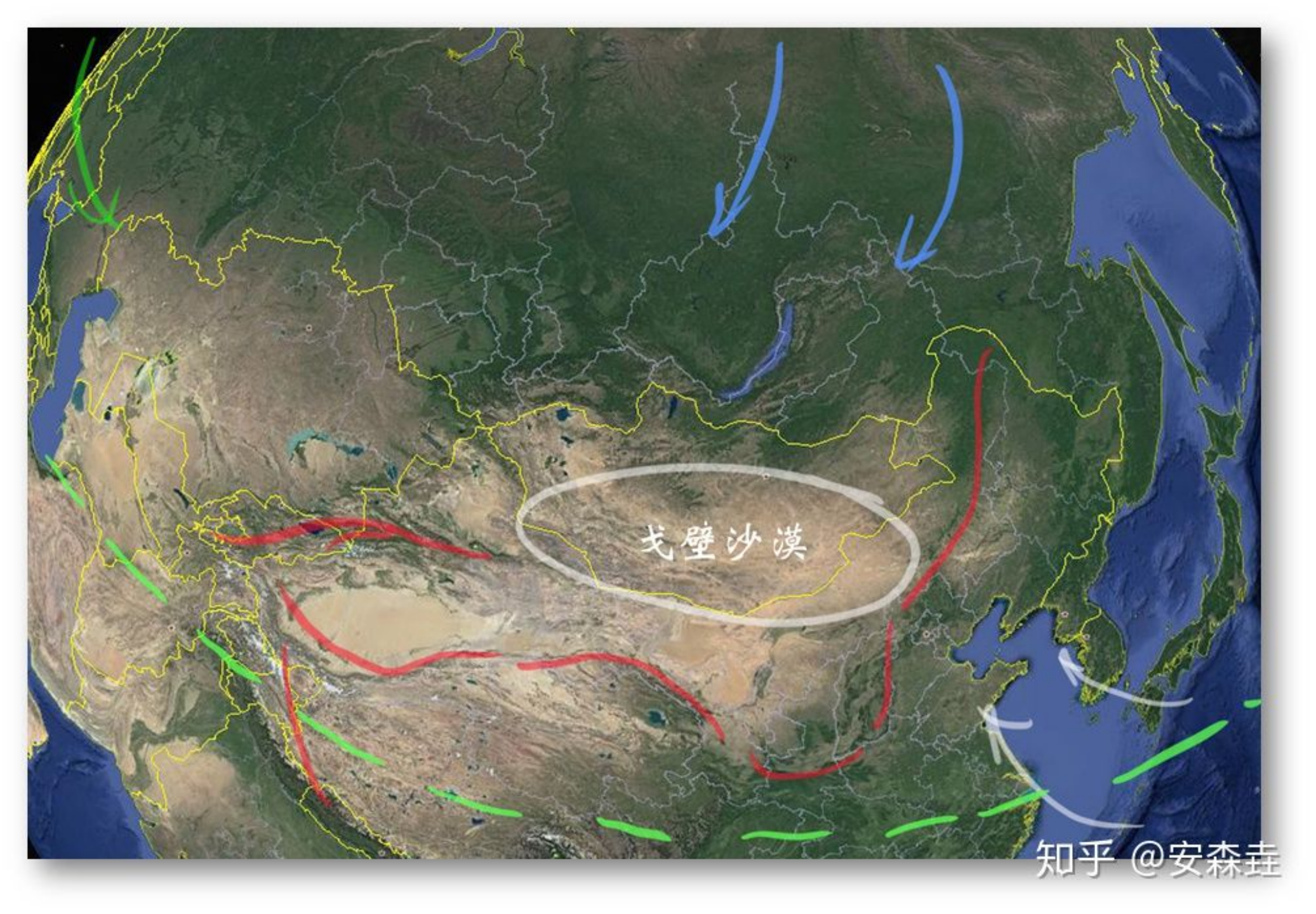 图 11：东方的季风区和非季风区示意图