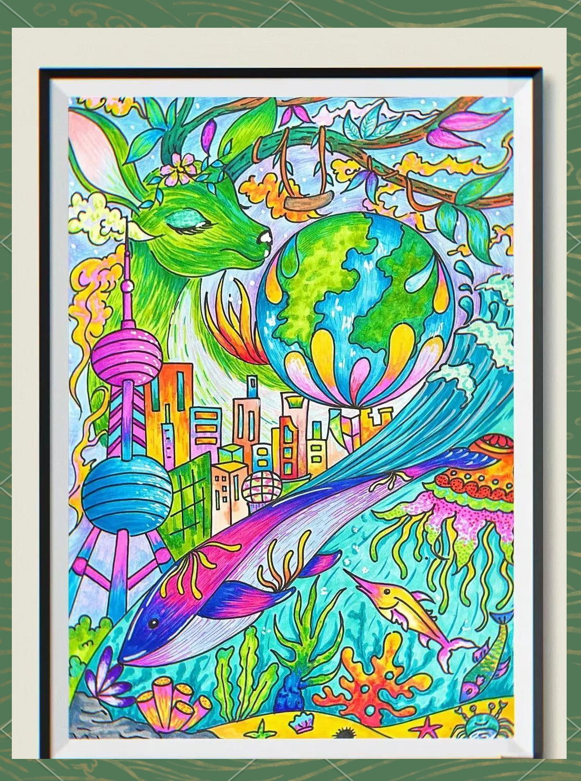 绿色地球绘画:呼唤保护环境的艺术使命