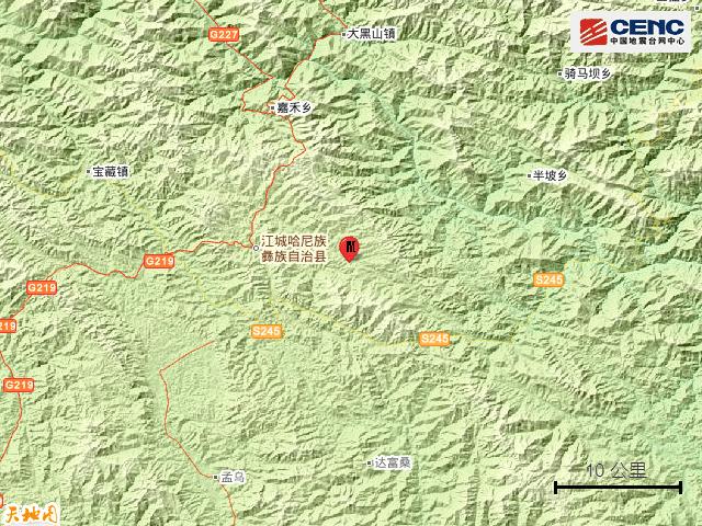 云南普洱市江城县发生3.2级地震,震源深度10千米