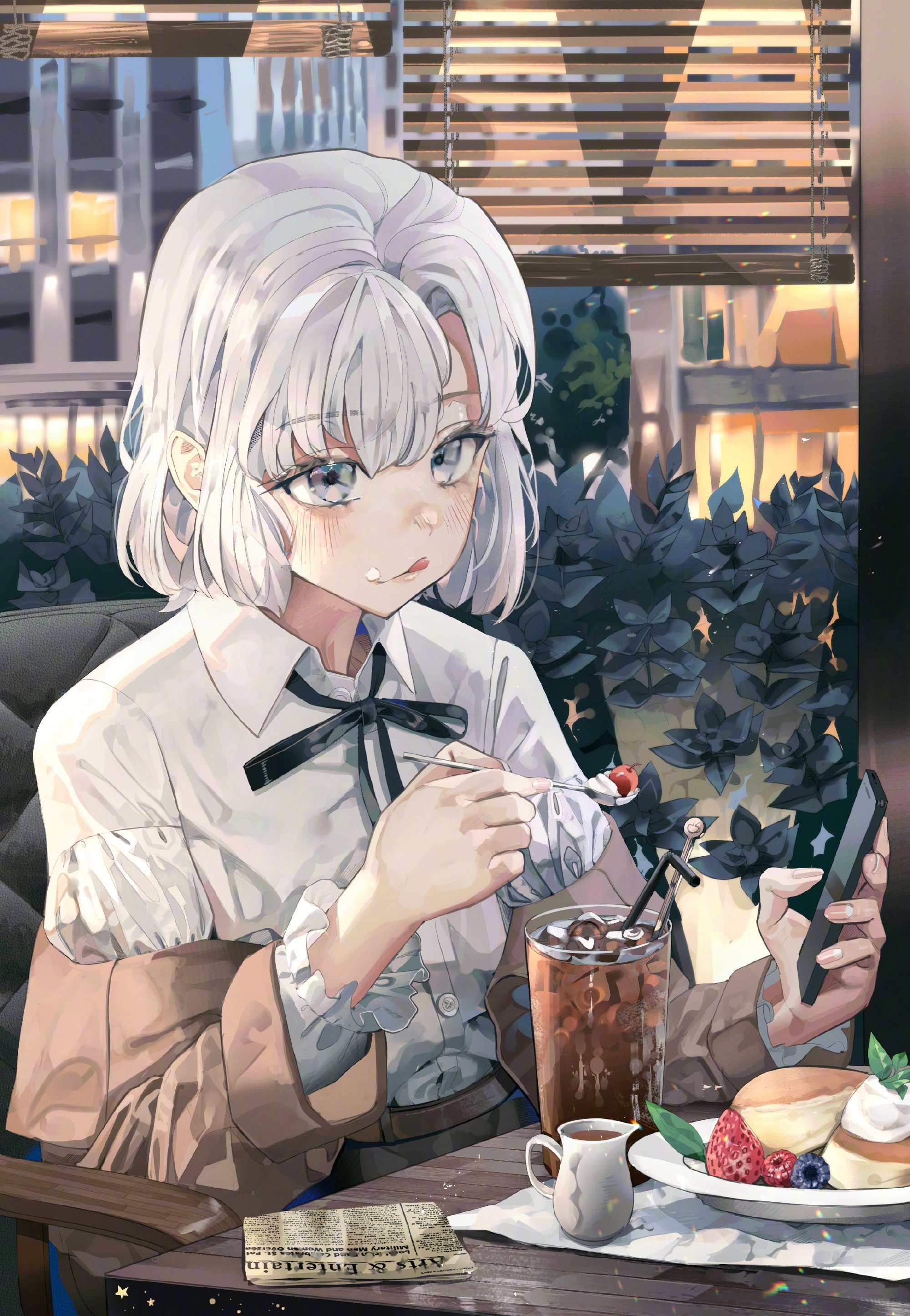 画师「hani haya」作品欣赏:白毛少女人物插画