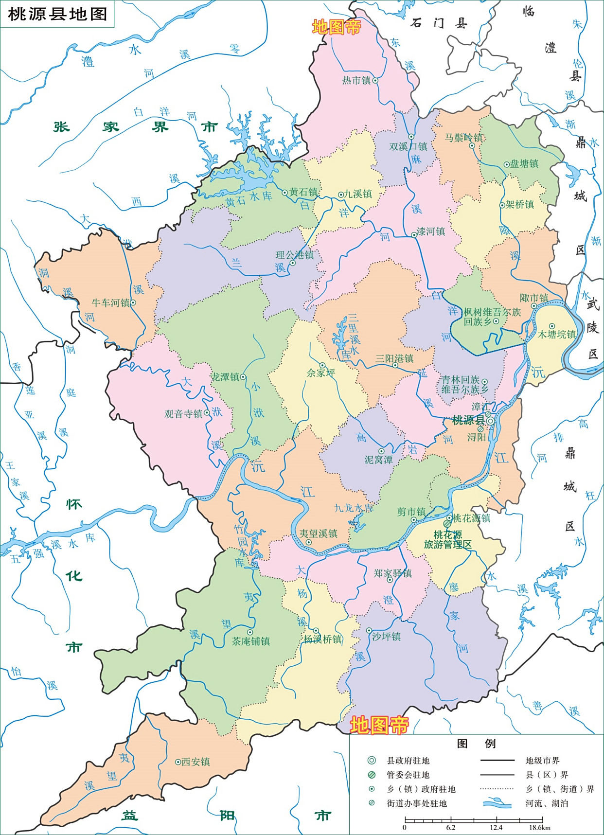 常德市各县区行政区划地图