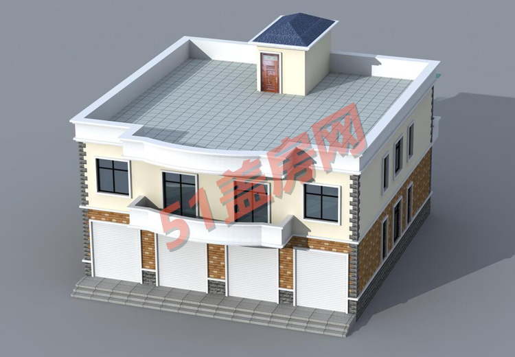 农村带门面二层自建房设计图平屋顶双拼格局自住出租两不误