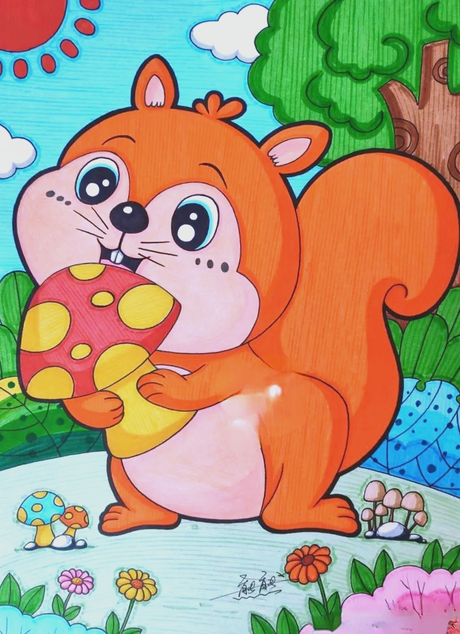 马克笔秋日小动物绘画灵感集