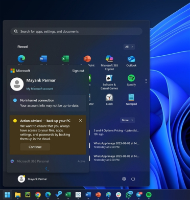 根本关不掉！Windows 11开始菜单弹黄色警告：催你订阅OneDrive备份